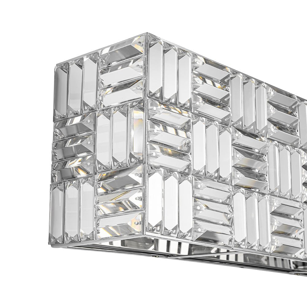 Chrome Luxe Crystal Linear Rectangle Bath Vanity Light