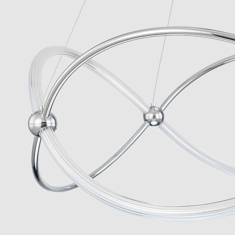 Chrome Twisted Weave Ribbon Warm LED Pendant Chandelier