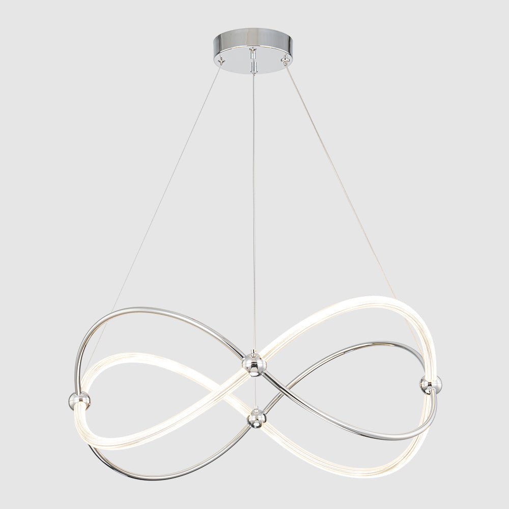 Chrome Twisted Weave Ribbon Warm LED Pendant Chandelier