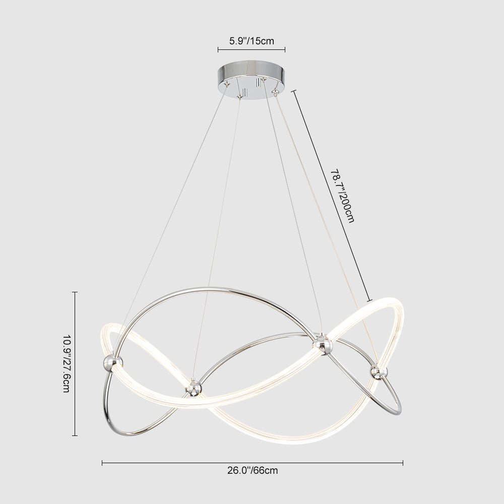 Chrome Twisted Weave Ribbon Warm LED Pendant Chandelier