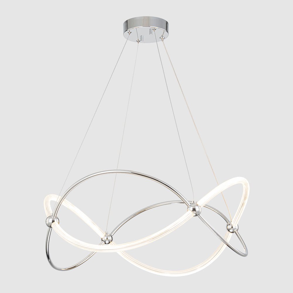 Chrome Twisted Weave Ribbon Warm LED Pendant Chandelier