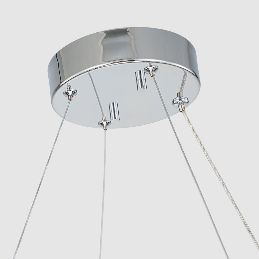 Chrome Twisted Weave Ribbon Warm LED Pendant Chandelier