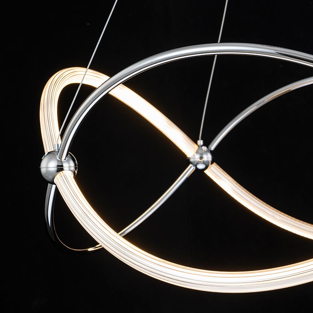 Chrome Twisted Weave Ribbon Warm LED Pendant Chandelier