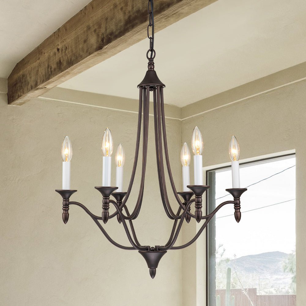 Classic Candle Style 6-Light Metal Empire Chandelier