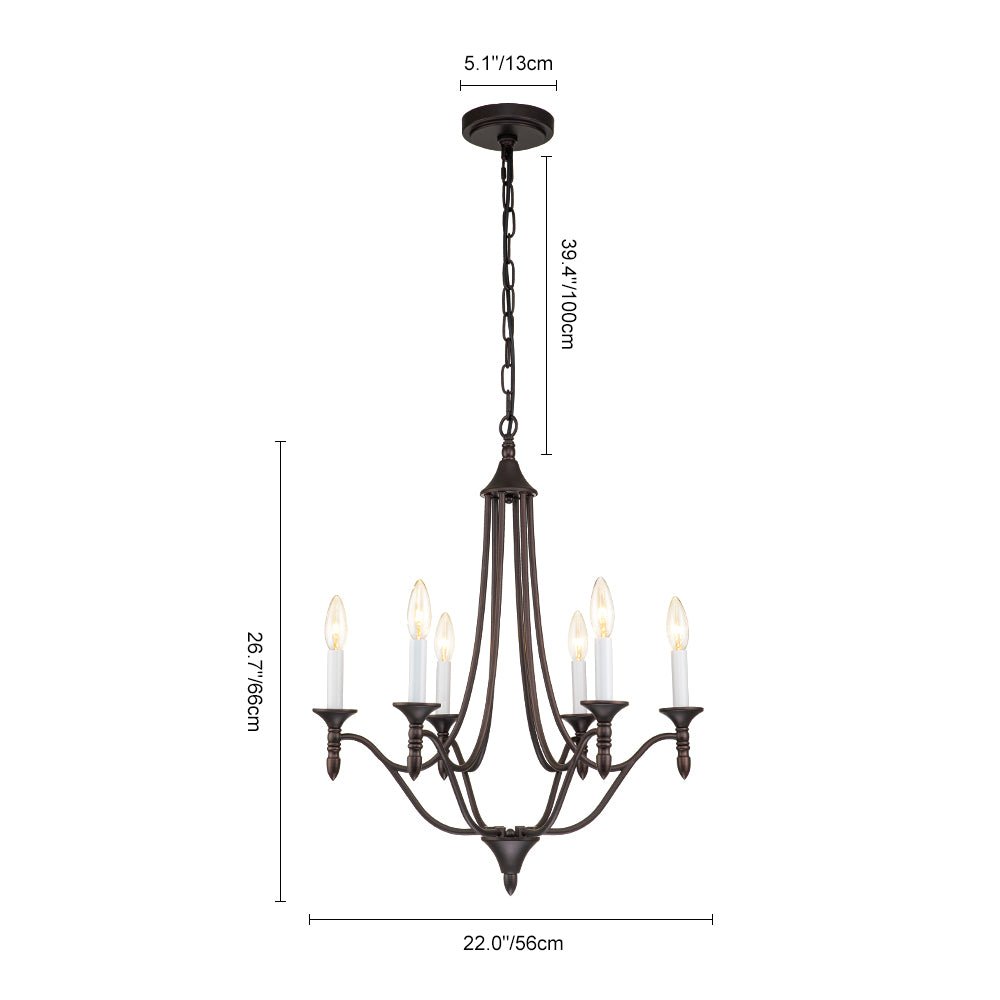 Classic Candle Style 6-Light Metal Empire Chandelier