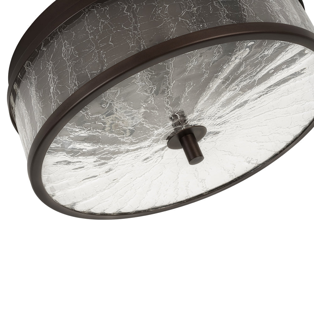 Clear Crackled Glass Drum Flush Mount Light