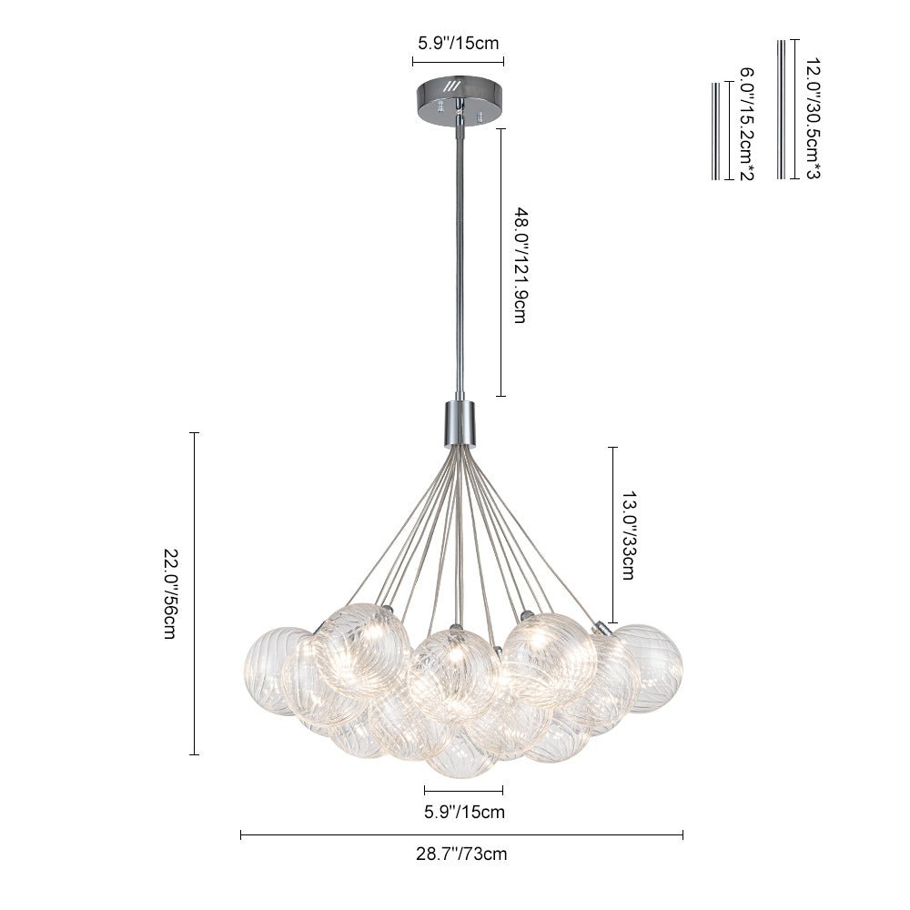 Cluster Ribbed Glass Dimmable LED Bubble Chandelier
