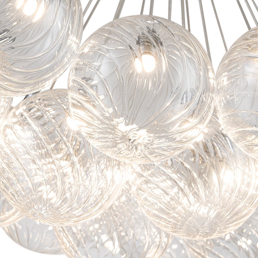 Cluster Ribbed Glass Dimmable LED Bubble Chandelier