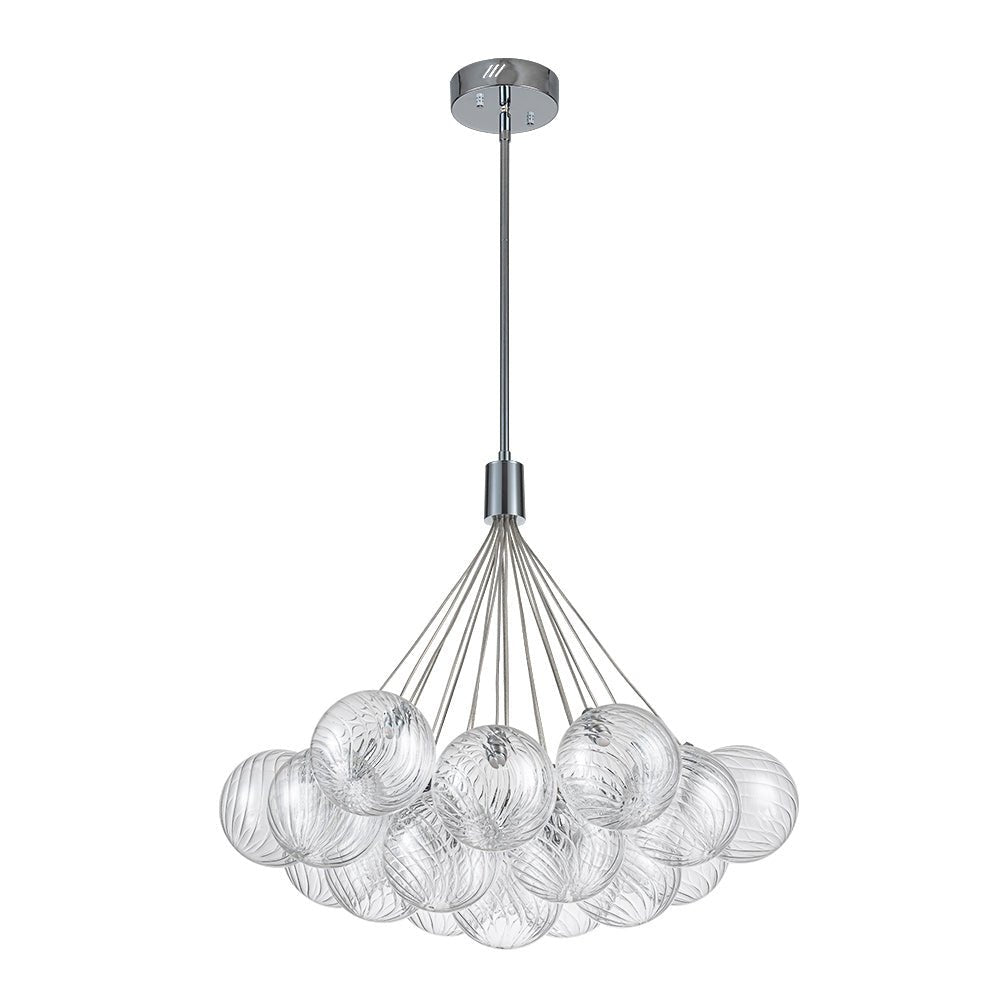 Cluster Ribbed Glass Dimmable LED Bubble Chandelier