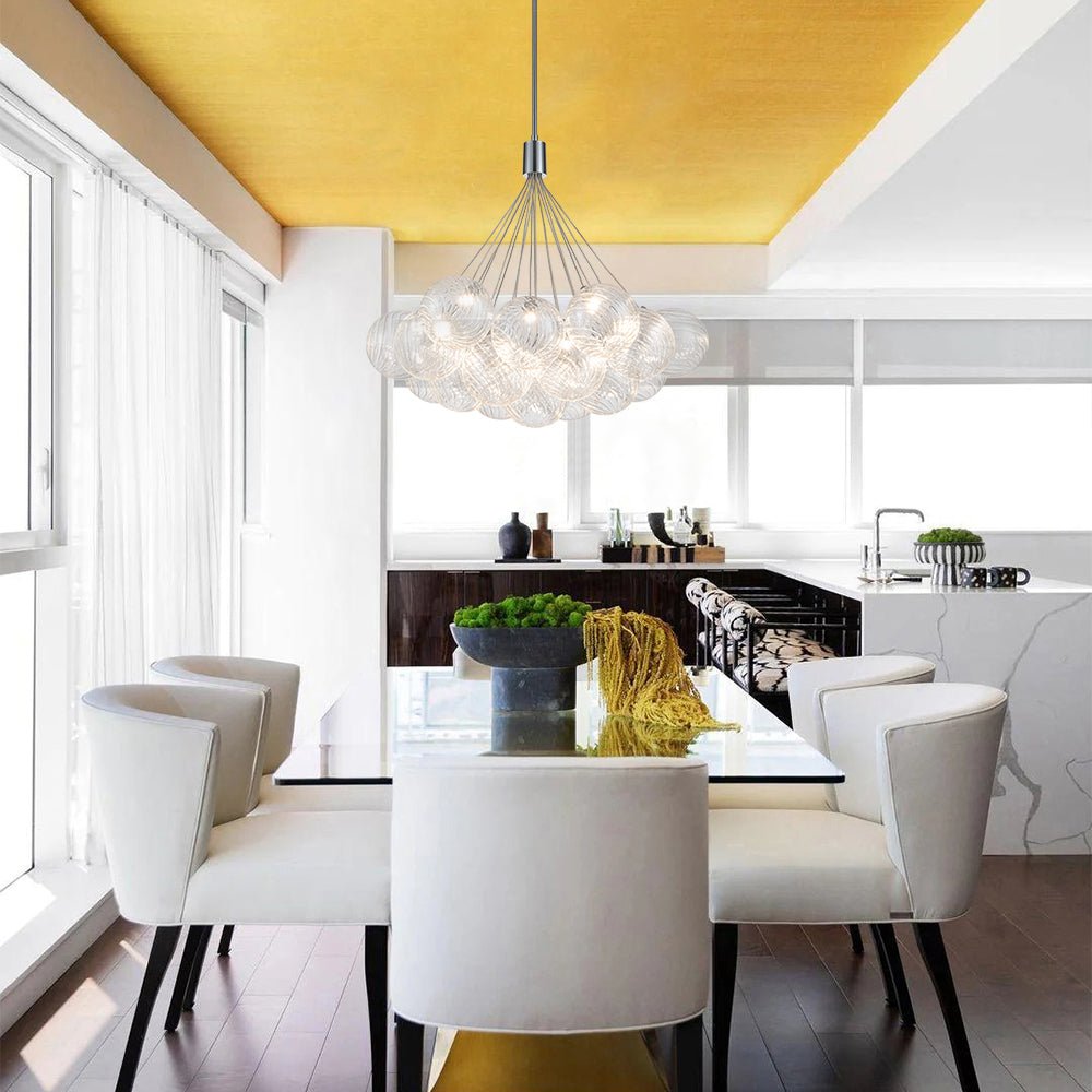 Cluster Ribbed Glass Dimmable LED Bubble Chandelier