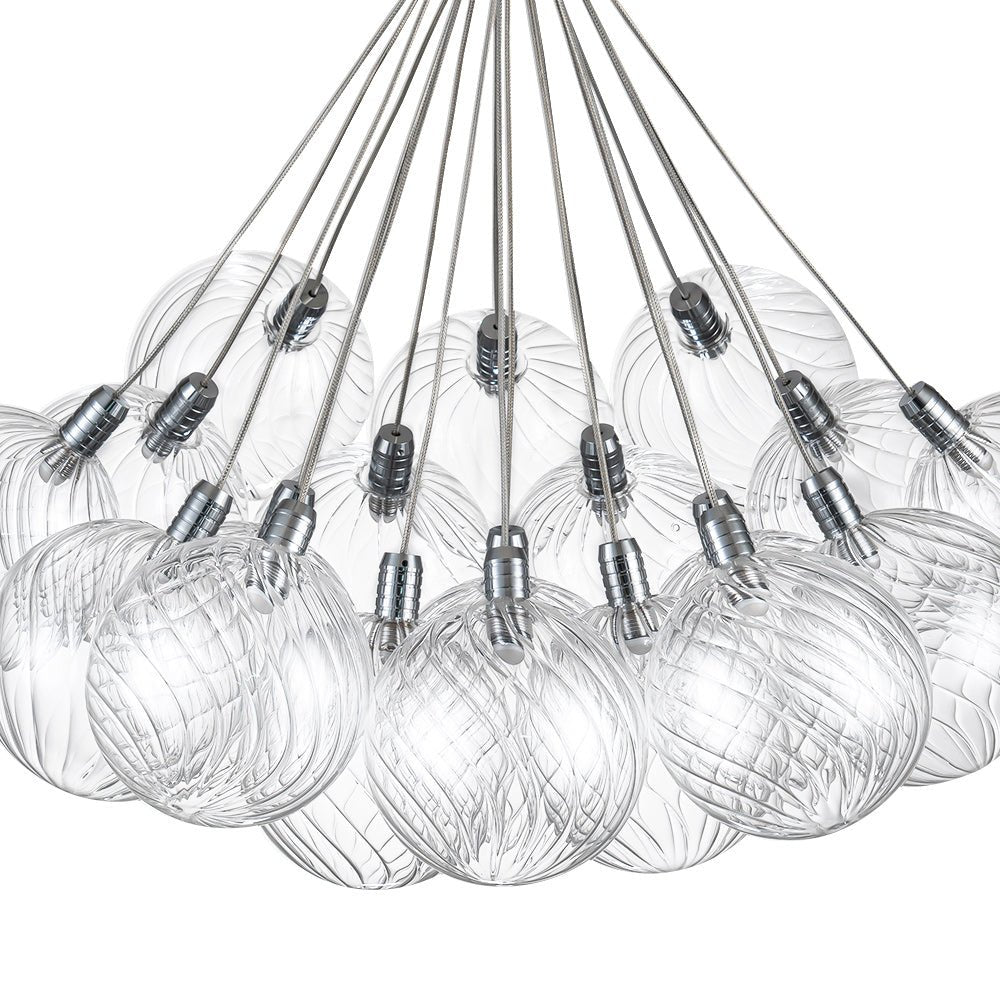 Cluster Ribbed Glass Dimmable LED Bubble Chandelier