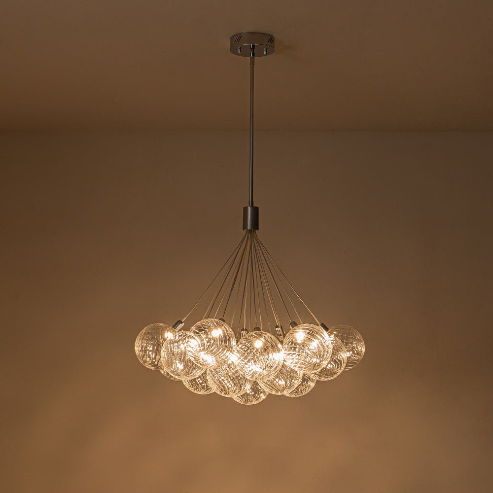 Cluster Ribbed Glass Dimmable LED Bubble Chandelier