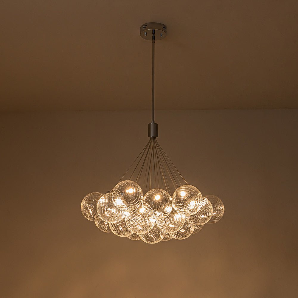 Cluster Ribbed Glass Dimmable LED Bubble Chandelier