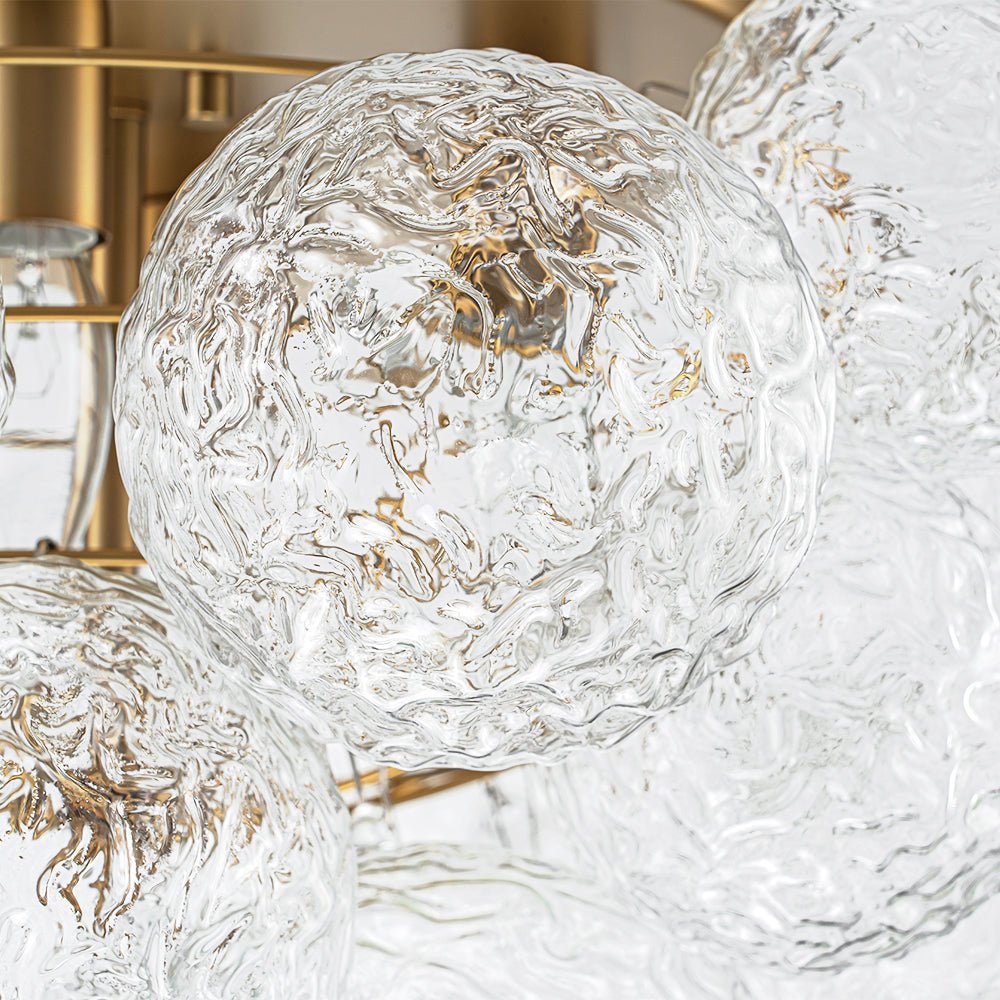 Cluster Rippled Glass Bubble Round Semi Flush Chandelier