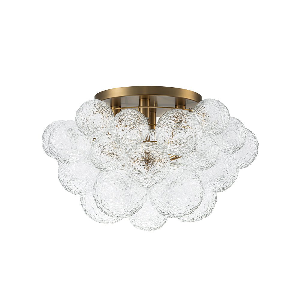 Cluster Rippled Glass Bubble Round Semi Flush Chandelier