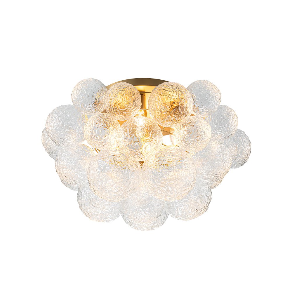 Cluster Rippled Glass Bubble Round Semi Flush Chandelier