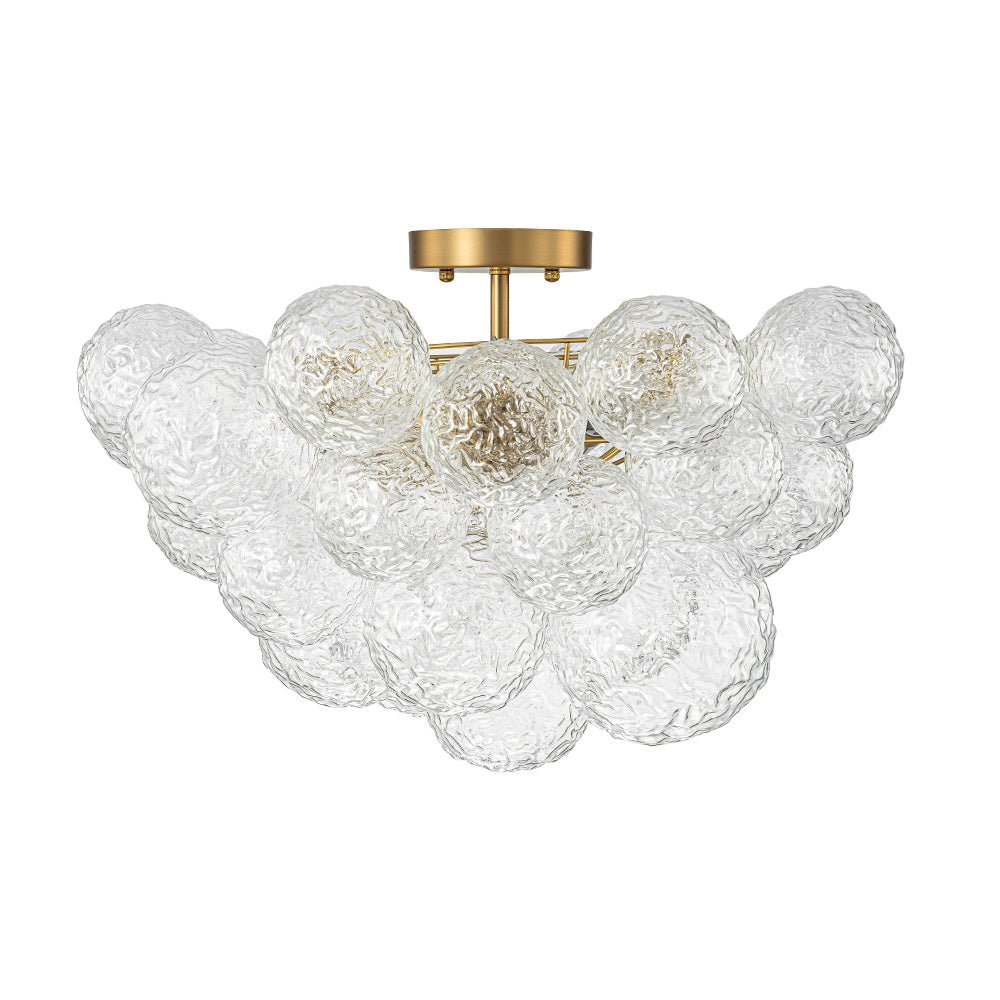 Cluster Rippled Textured Glass Bubble Semi Flush Chandelier
