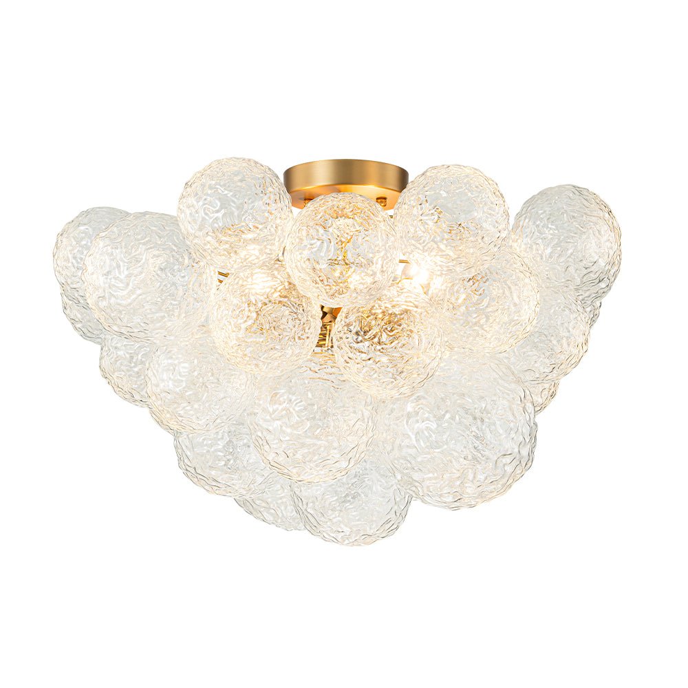 Cluster Rippled Textured Glass Bubble Semi Flush Chandelier
