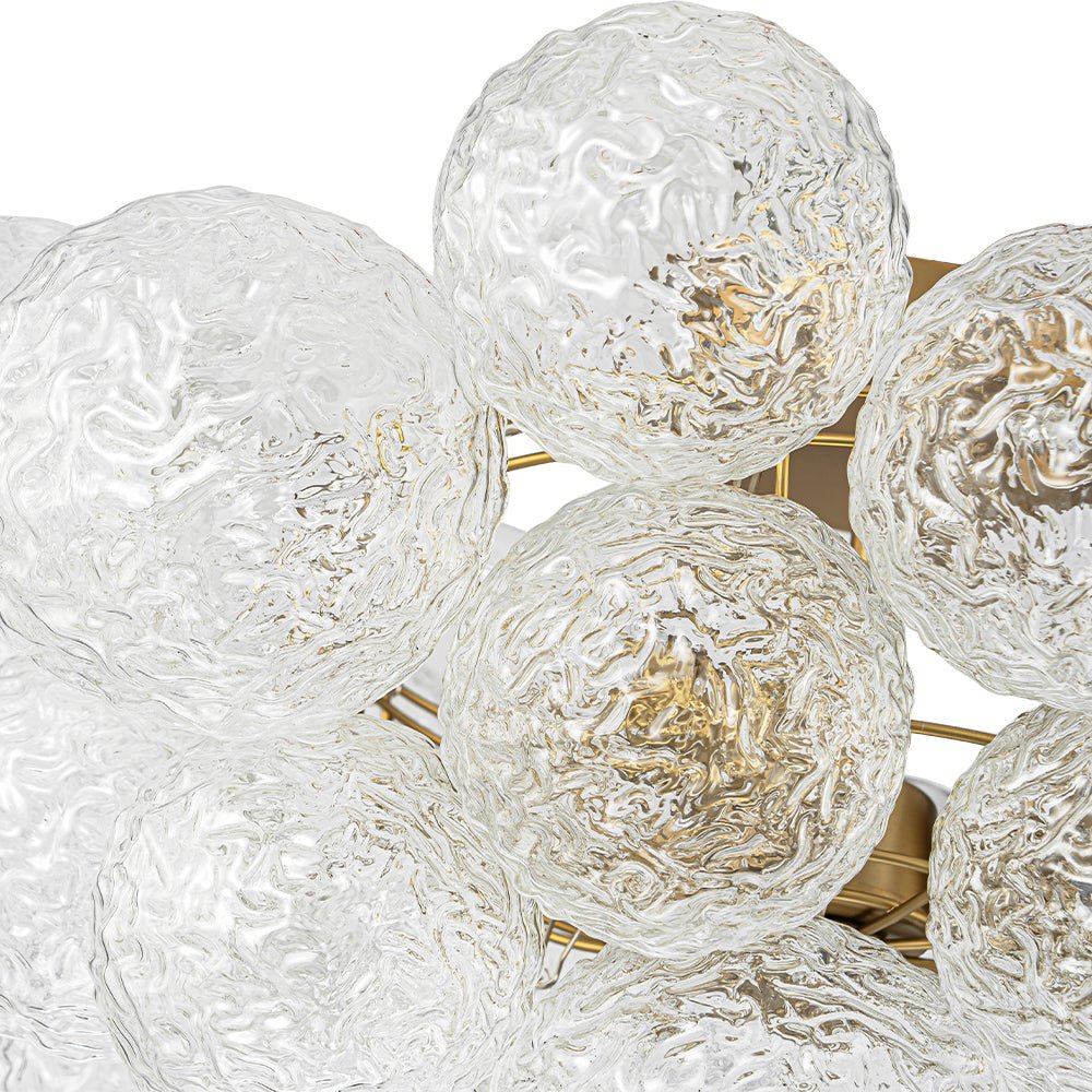 Cluster Rippled Textured Glass Bubble Semi Flush Chandelier