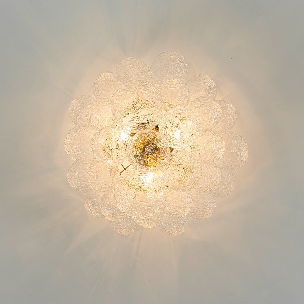 Cluster Rippled Textured Glass Bubble Semi Flush Chandelier