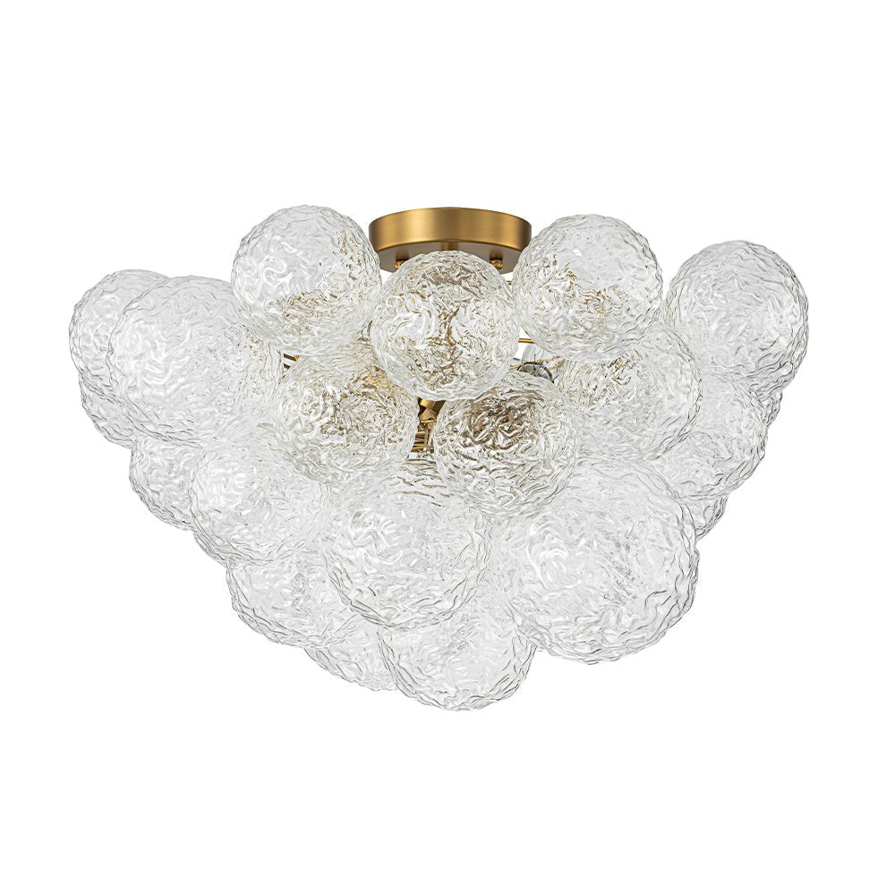 Cluster Rippled Textured Glass Bubble Semi Flush Chandelier