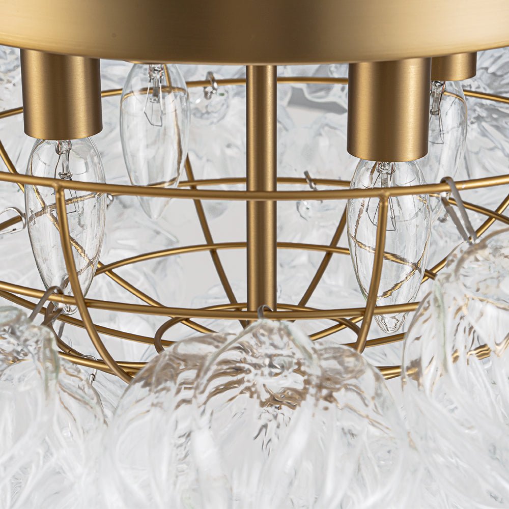 Cluster Sculpture Glass Bubble Round Semi Flush Chandelier
