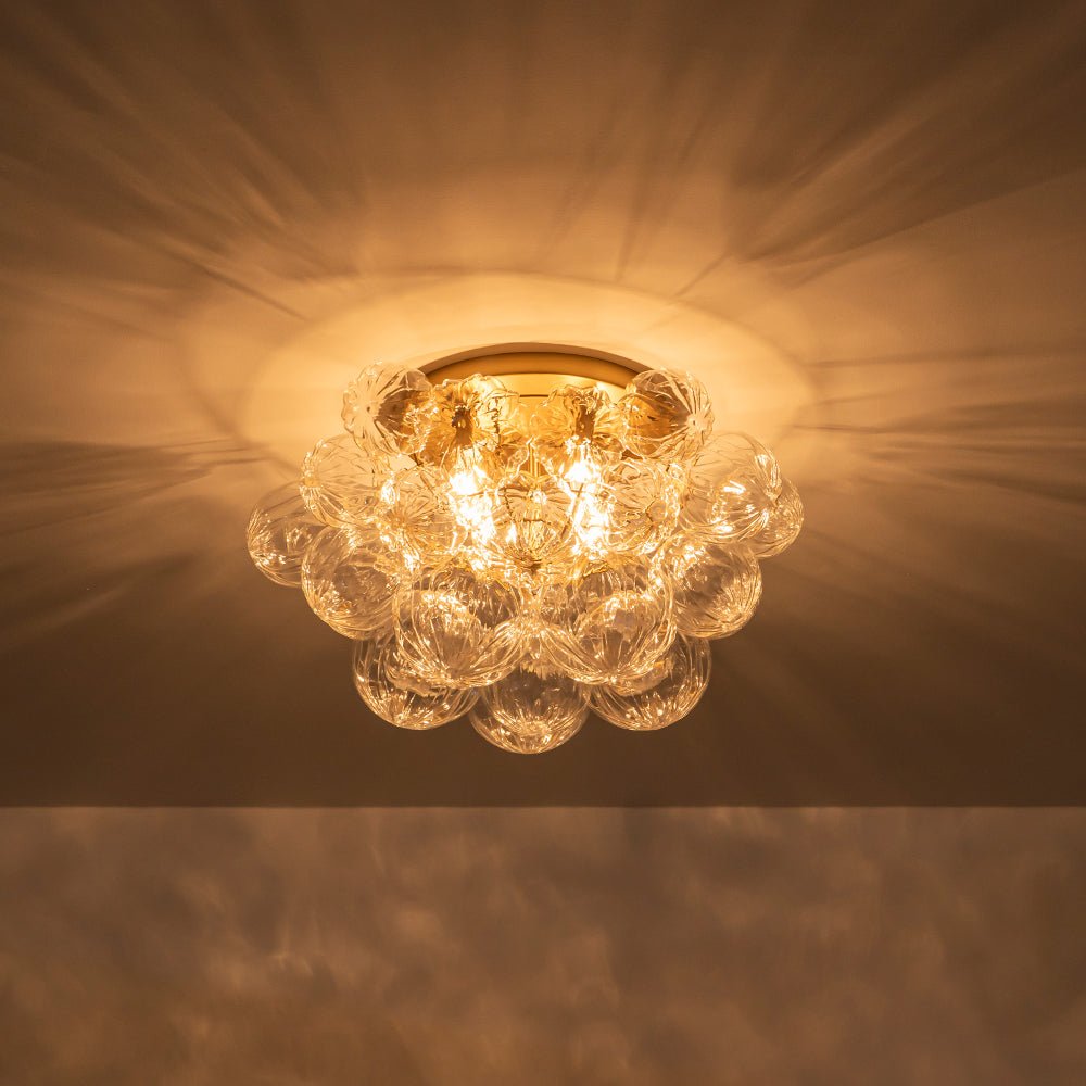Cluster Sculpture Glass Bubble Round Semi Flush Chandelier