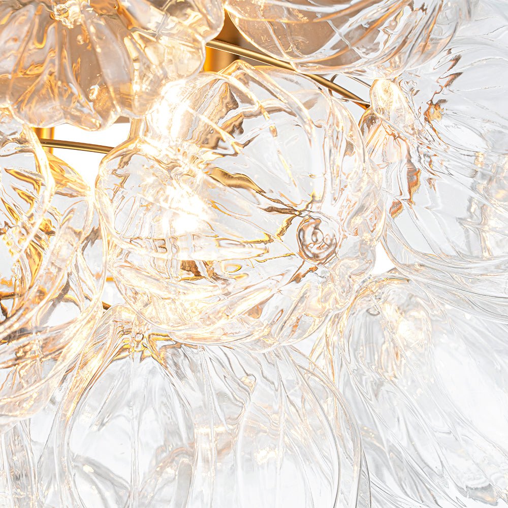 Cluster Sculpture Glass Bubble Round Semi Flush Chandelier