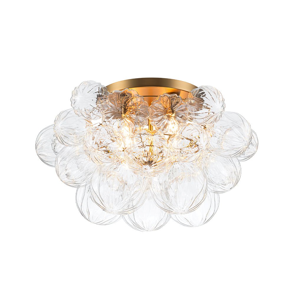 Cluster Sculpture Glass Bubble Round Semi Flush Chandelier