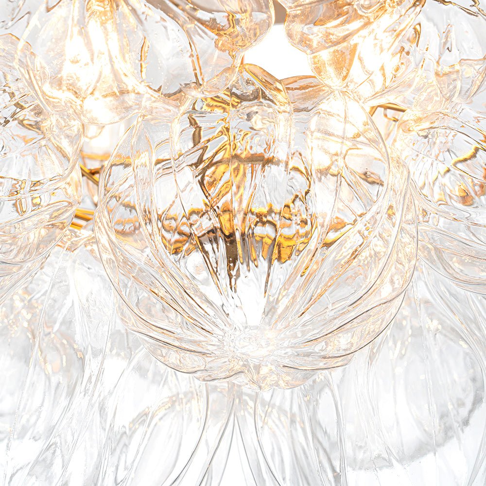 Cluster Sculpture Glass Bubble Round Semi Flush Chandelier