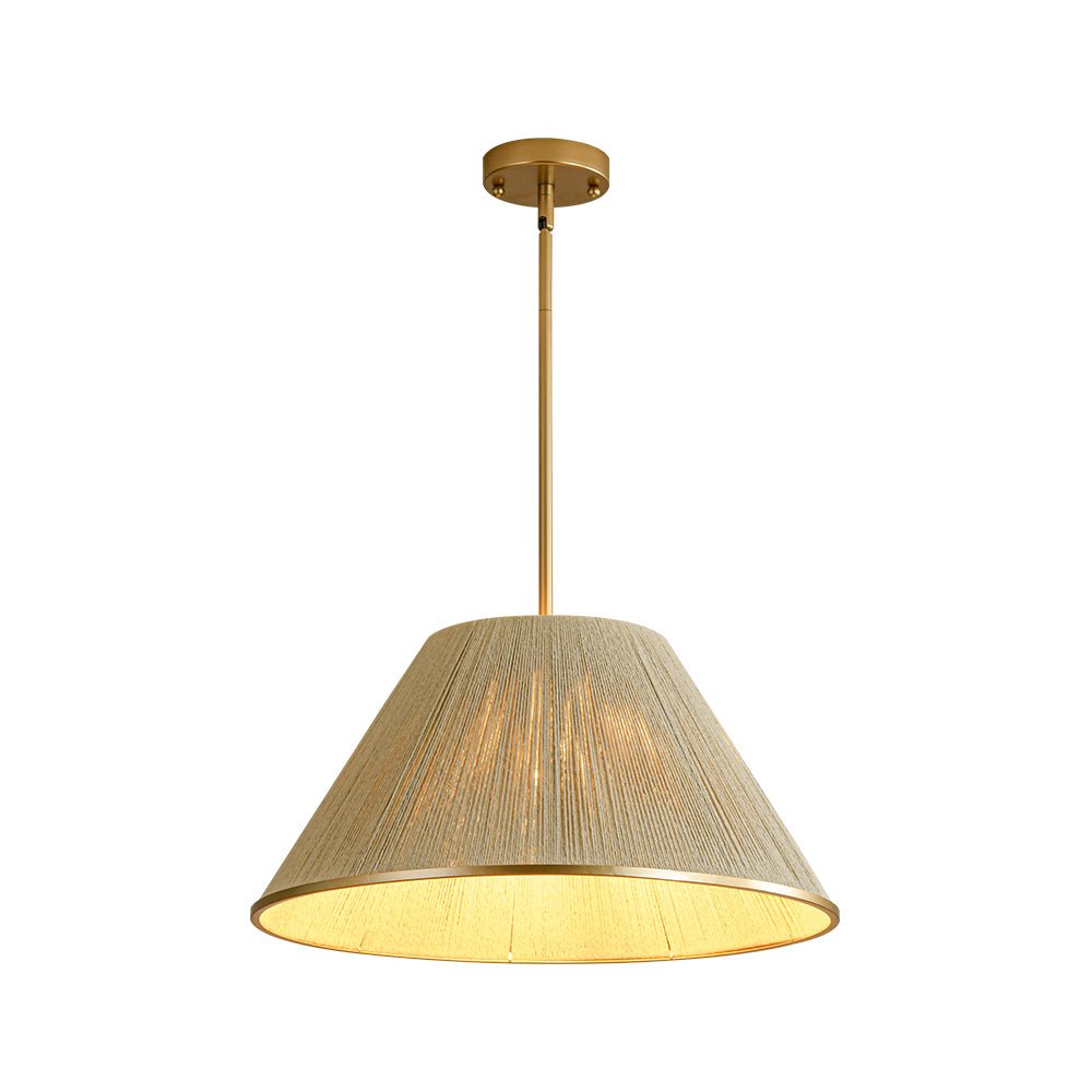 Brass Conical Woven Thread Cage Pendant Light