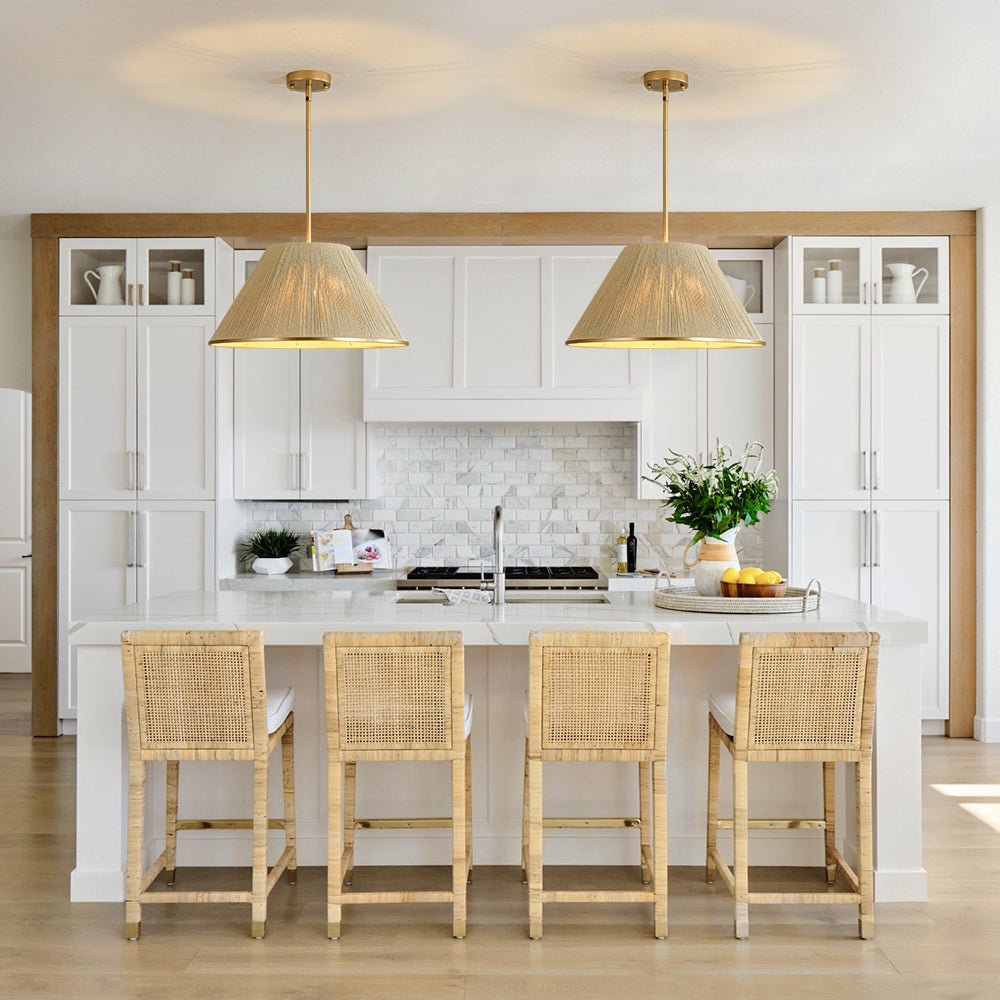 Brass Conical Woven Thread Cage Pendant Light
