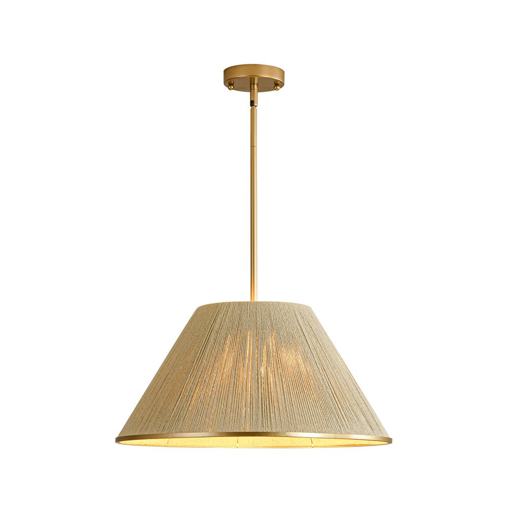 Brass Conical Woven Thread Cage Pendant Light