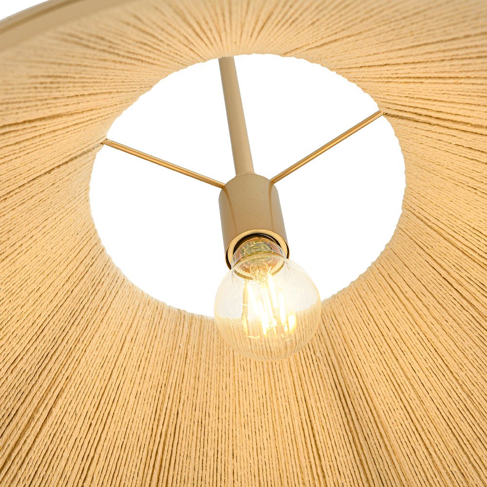 Brass Conical Woven Thread Cage Pendant Light
