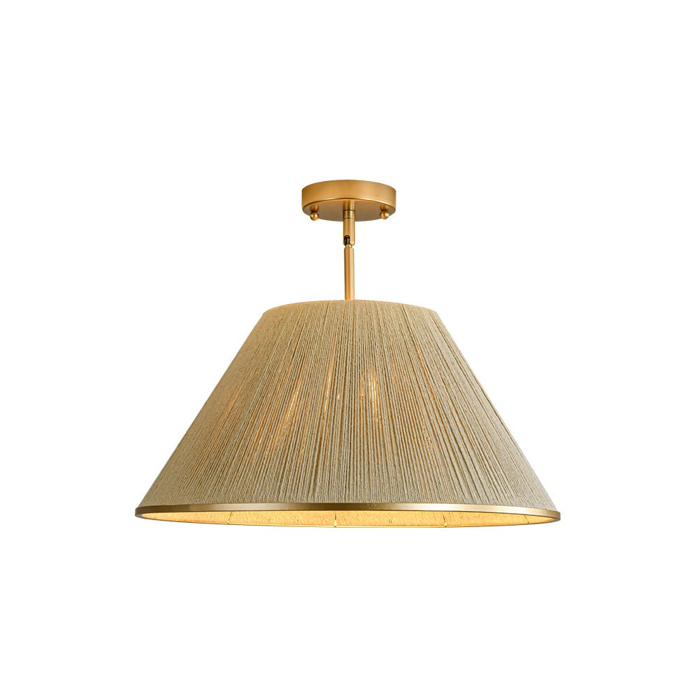 Brass Conical Woven Thread Cage Pendant Light