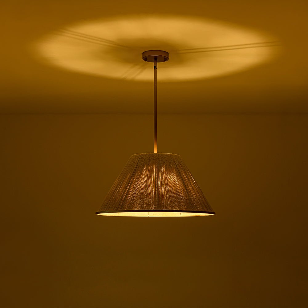 Brass Conical Woven Thread Cage Pendant Light