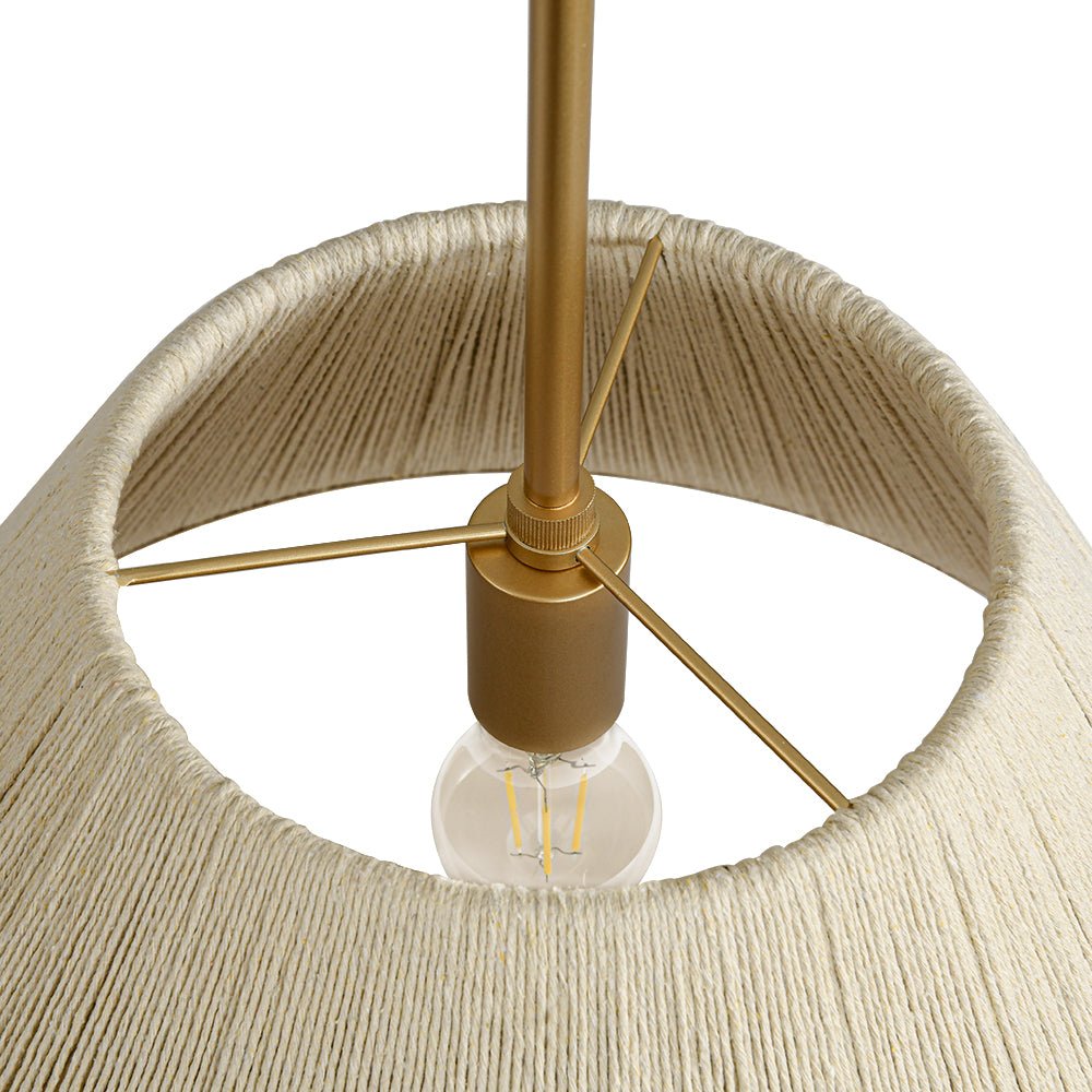 Brass Conical Woven Thread Cage Pendant Light