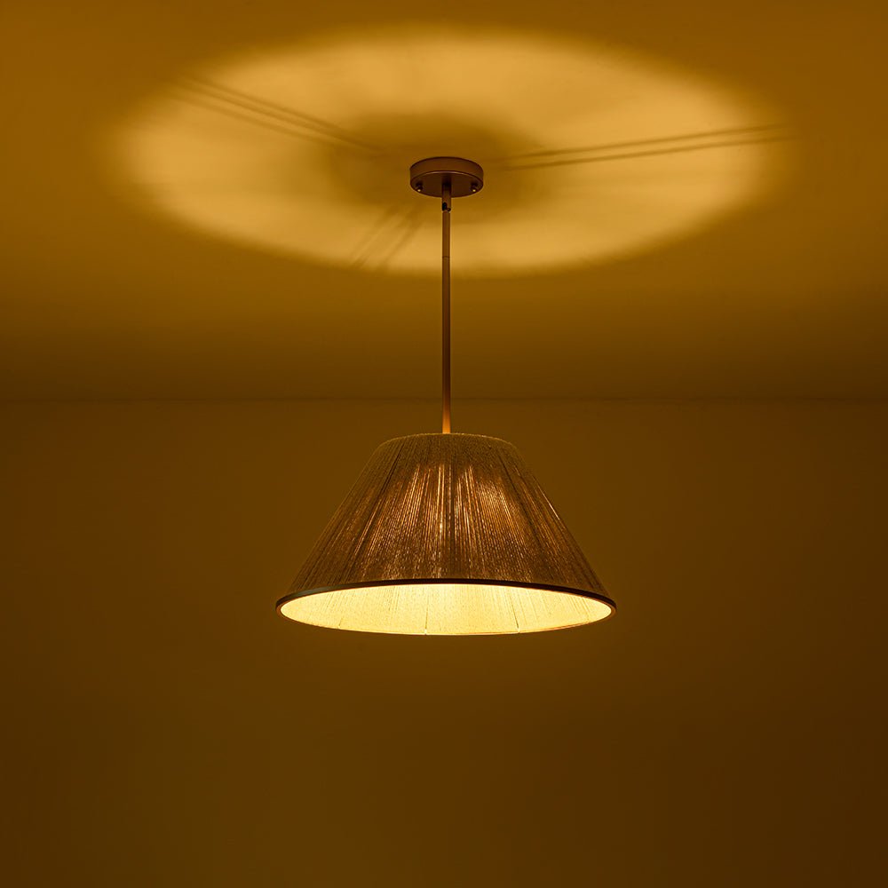 Brass Conical Woven Thread Cage Pendant Light