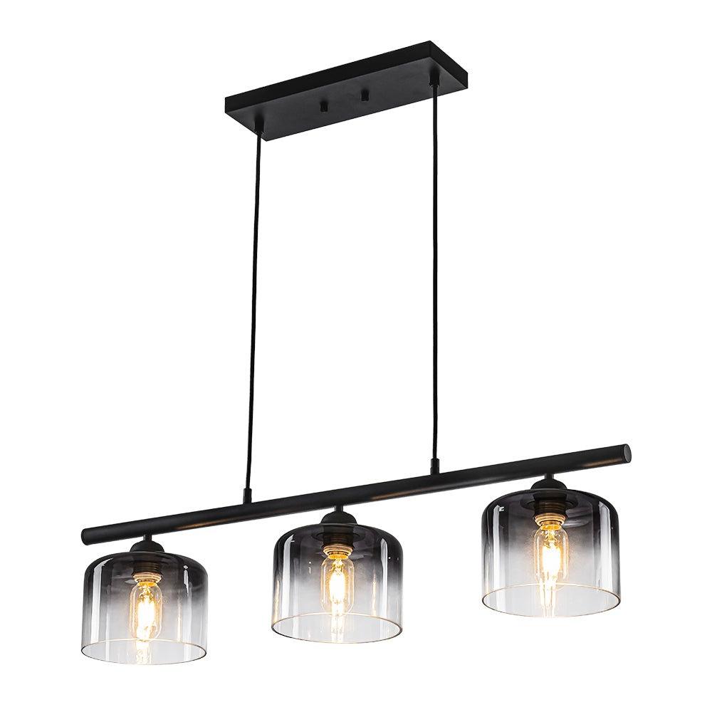 Contemporary 3-Light Gradual Smoked Glass Island Chandelier