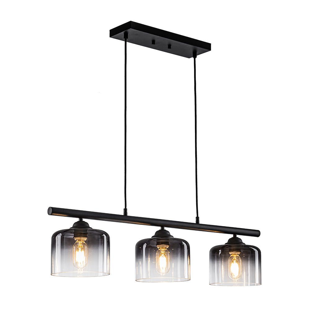 Contemporary 3-Light Gradual Smoked Glass Island Chandelier