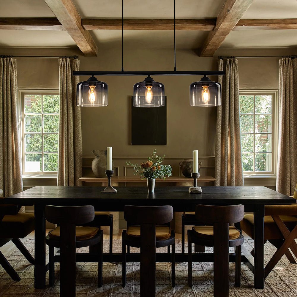 Contemporary 3-Light Gradual Smoked Glass Island Chandelier
