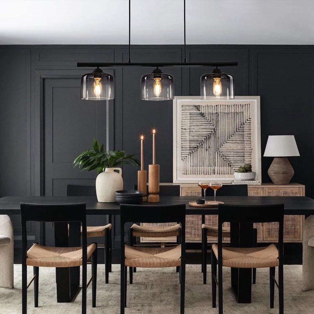 Contemporary 3-Light Gradual Smoked Glass Island Chandelier