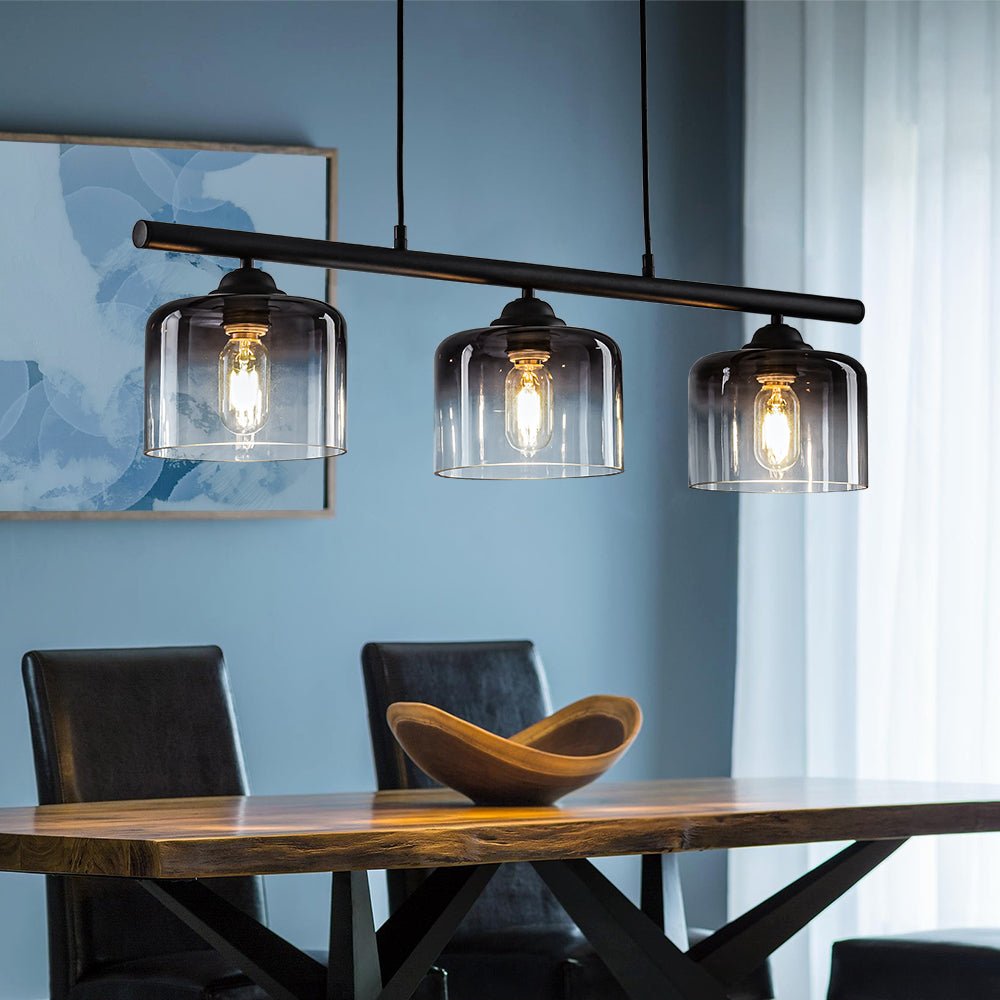 Contemporary 3-Light Gradual Smoked Glass Island Chandelier