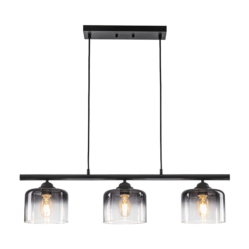 Contemporary 3-Light Gradual Smoked Glass Island Chandelier