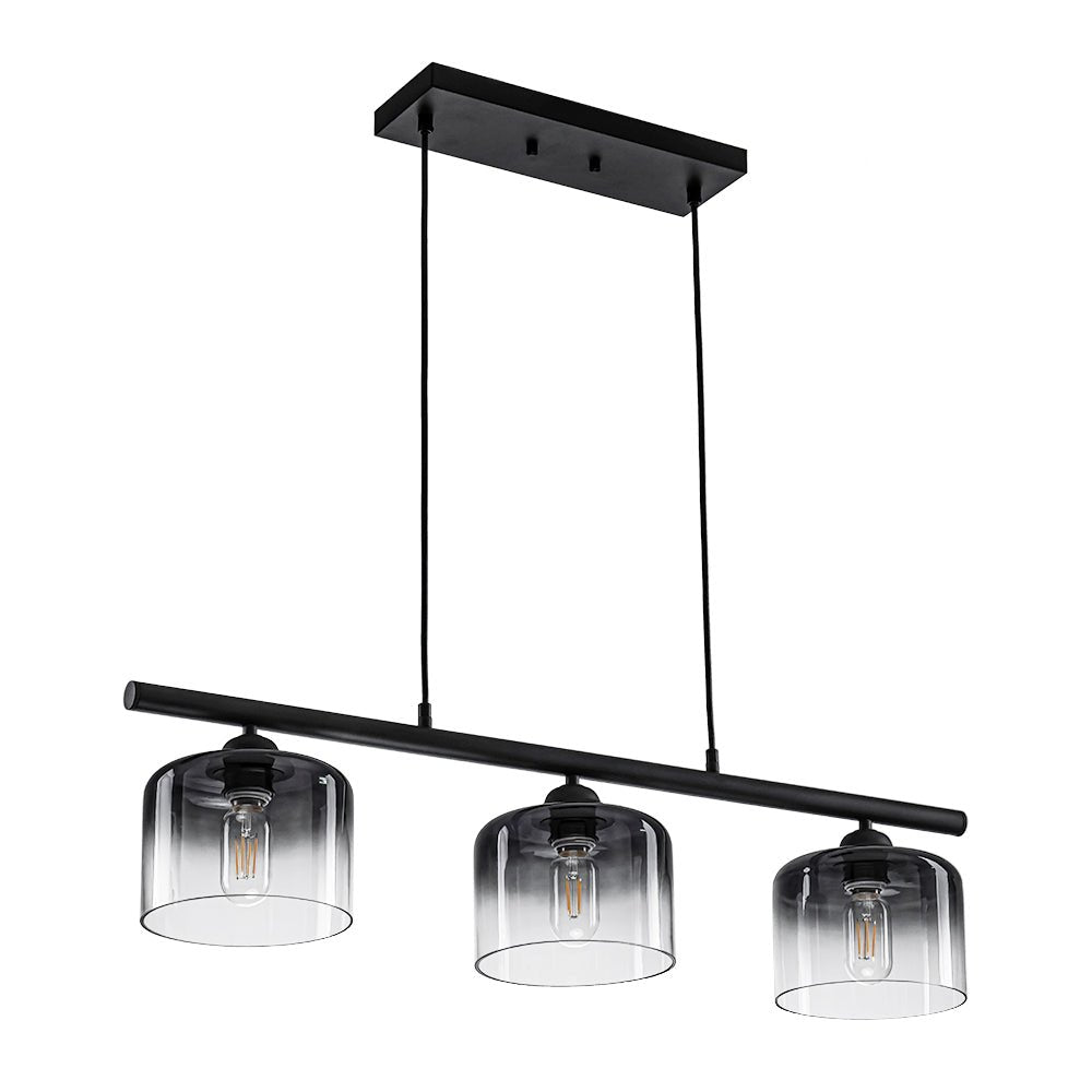 Contemporary 3-Light Gradual Smoked Glass Island Chandelier