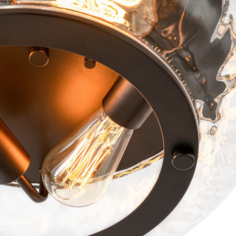 Contemporary Clear Striped Glass Round Flush Mount Light