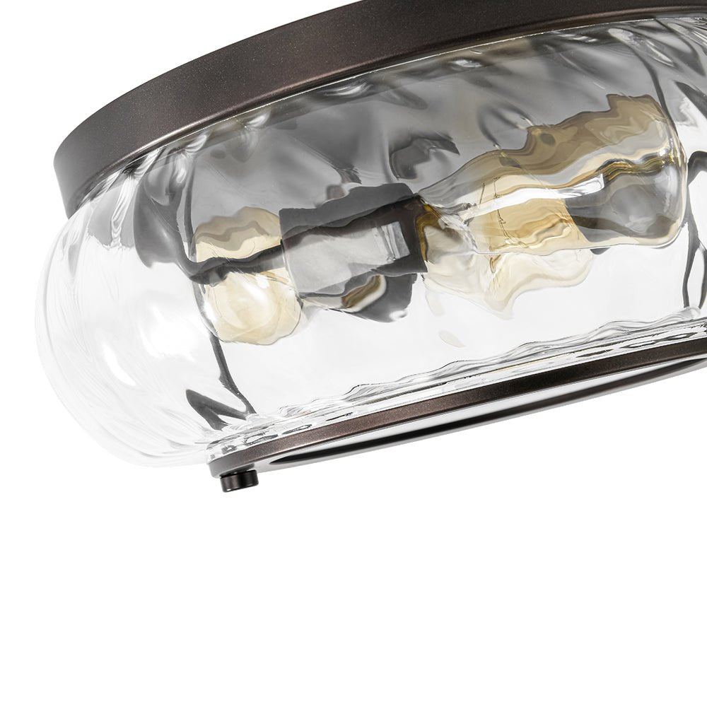 Contemporary Clear Striped Glass Round Flush Mount Light