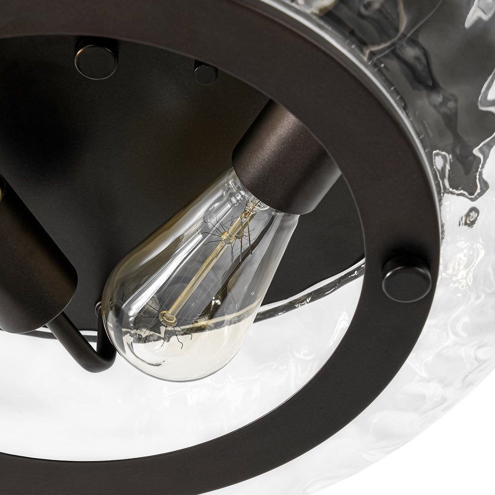 Contemporary Clear Striped Glass Round Flush Mount Light