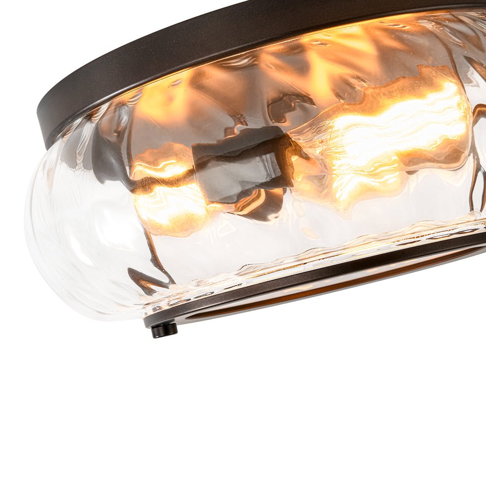 Contemporary Clear Striped Glass Round Flush Mount Light