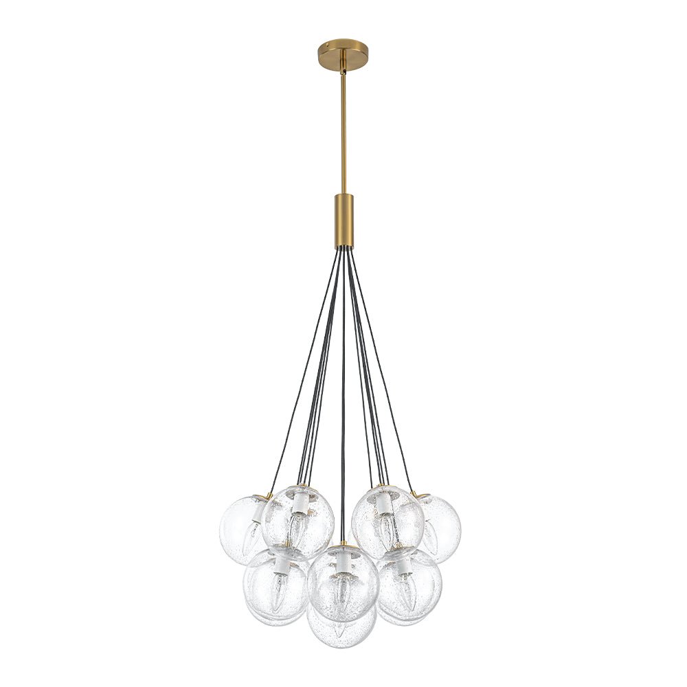Contemporary Cluster Seeded Glass Globe Bubble Chandelier